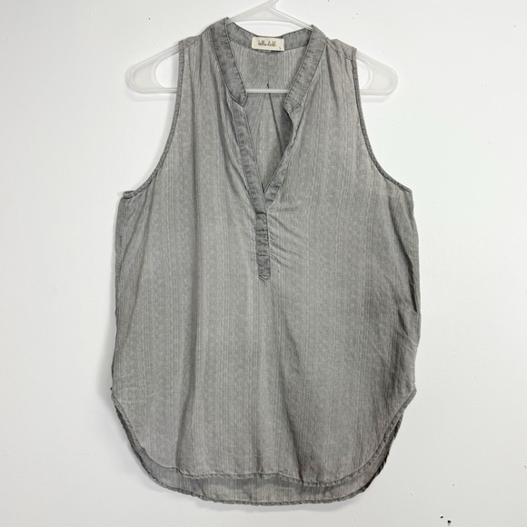 Bella Dahl Blouse Size  Large Gray Sleeveless Top Tencel Linen Blend - Picture 1 of 10